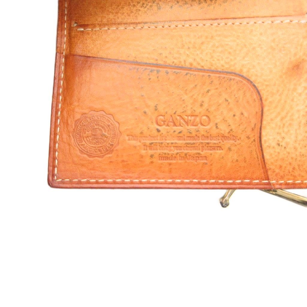 ガンゾ GANZO マネークリップ カードケース レザー 紺 ネイビー 茶
