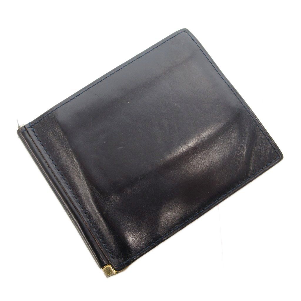 ガンゾ GANZO マネークリップ カードケース レザー 紺 ネイビー 茶