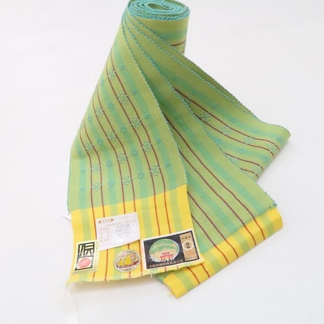  ❁tomihisa❁ 未かがり 首里花織 証紙付 着物 人と風の物語 学びを開く先人の思い 浴衣 みんさー 半幅帯 4423 半巾 半幅 小袋帯 帯