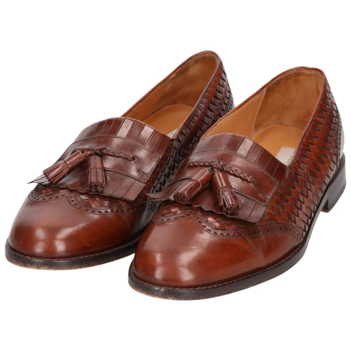 古着 MEZLAN キルト 編み込み ウイングチップ タッセルローファー 10