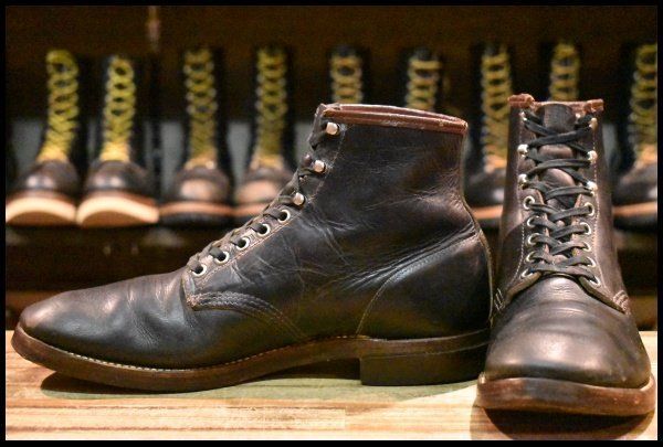 チペワ　レースアップブーツ　ブラックスエード 10D 良品 縄タグ 40'S50'S】Chippewa チペワ 編み上げブーツ ブラック