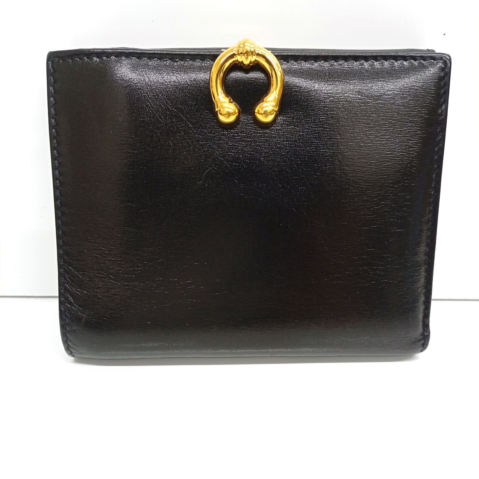 グッチ GUCCI レザー ホースビット 2つ折り財布 035 2067 1685 0 ブラック JA-25885