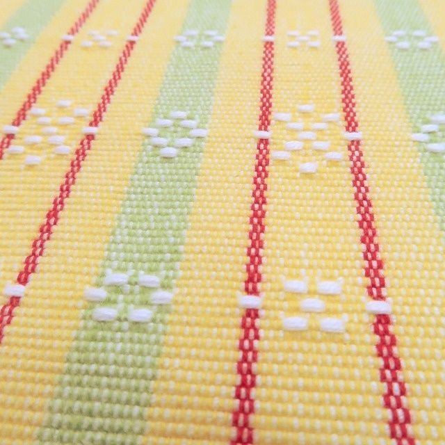 ❁tomihisa❁ 未かがり 首里花織 証紙付 着物 人と風の物語 寄せては返す歴史の波音 浴衣 みんさー 半幅帯 4421