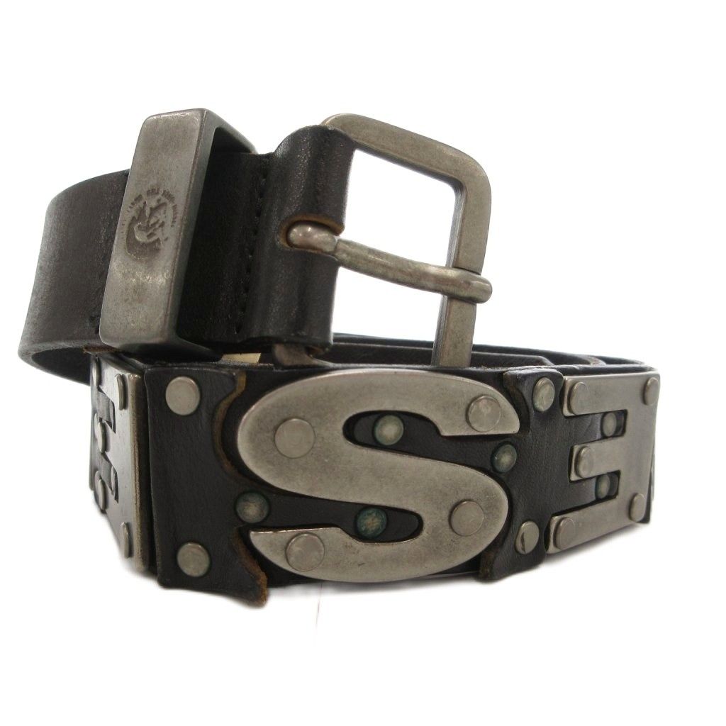 DIESEL スタッズ　ブラックレザーベルト 希少 DIESEL スタッズ レザーベルト 黒 ウエスタンバックル ディーゼル
