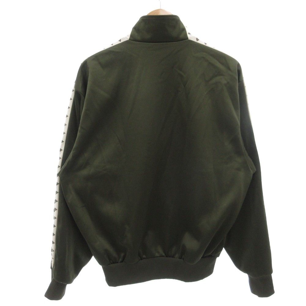 デサント DESCENTE トラックジャケット ジャージ L カーキ 白 ホワイト ライン ジップアップ 裏起毛 /GV