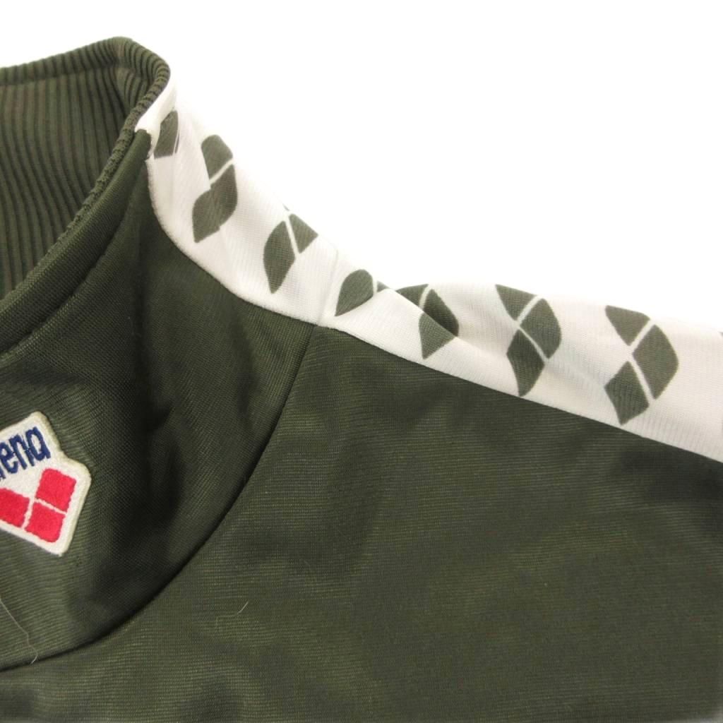 デサント DESCENTE トラックジャケット ジャージ L カーキ 白 ホワイト ライン ジップアップ 裏起毛 /GV