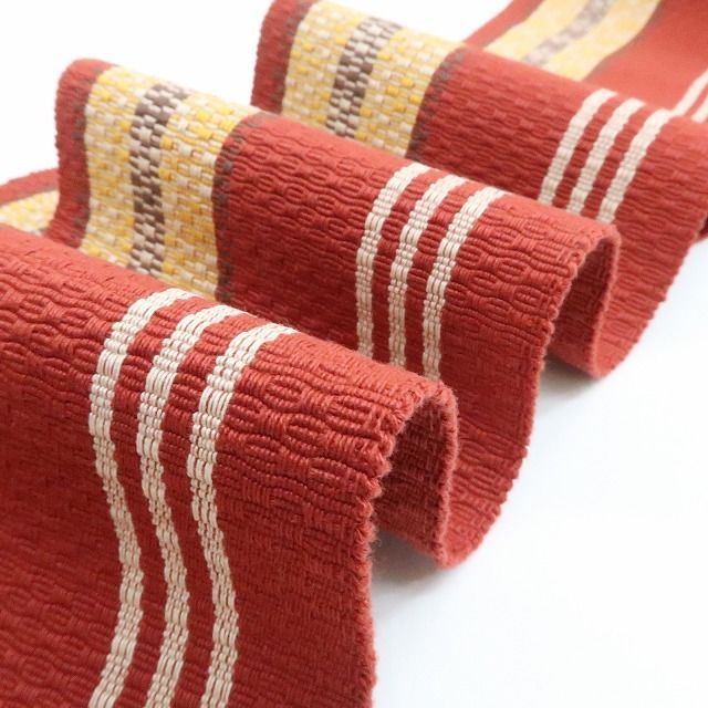 ❁tomihisa❁ 未かがり 首里道屯織 ロートン織 証紙付 着物 人と風の物語 心を繋ぐかけがいのない歓び 浴衣 みんさー 半幅帯 4424