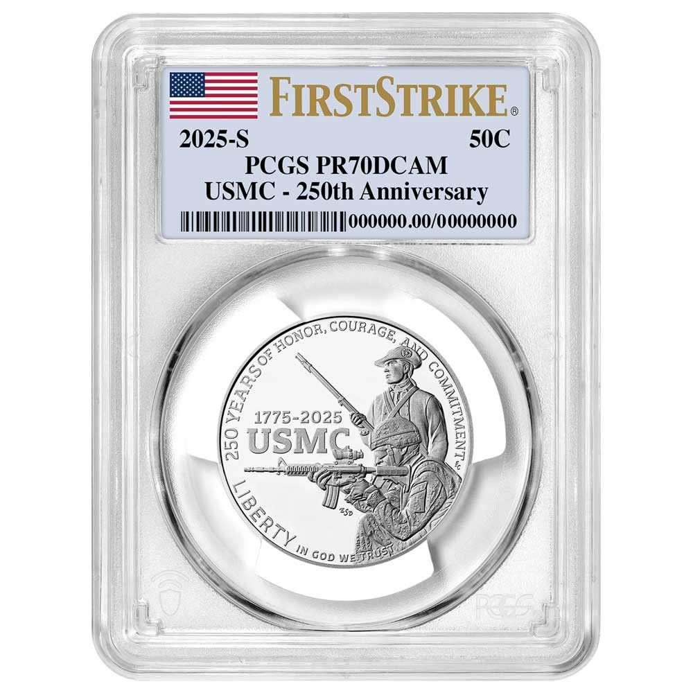 2025-S Proof Clad 50 c U.S. Marine Corps 250 th Anniversary Commemorative PCGS