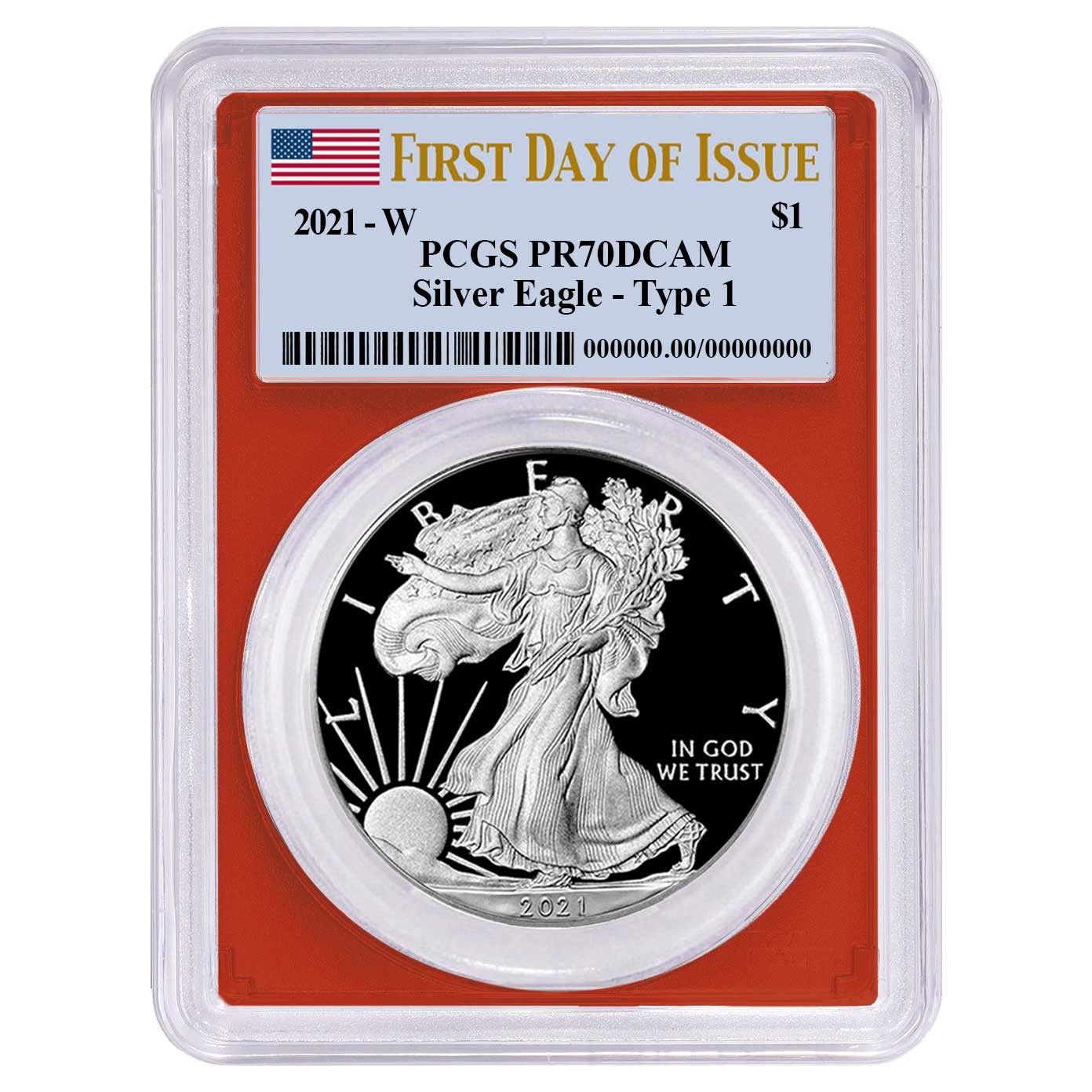 2021-W プルーフ $1 タイプ1 アメリカンシルバーイーグル PCGS