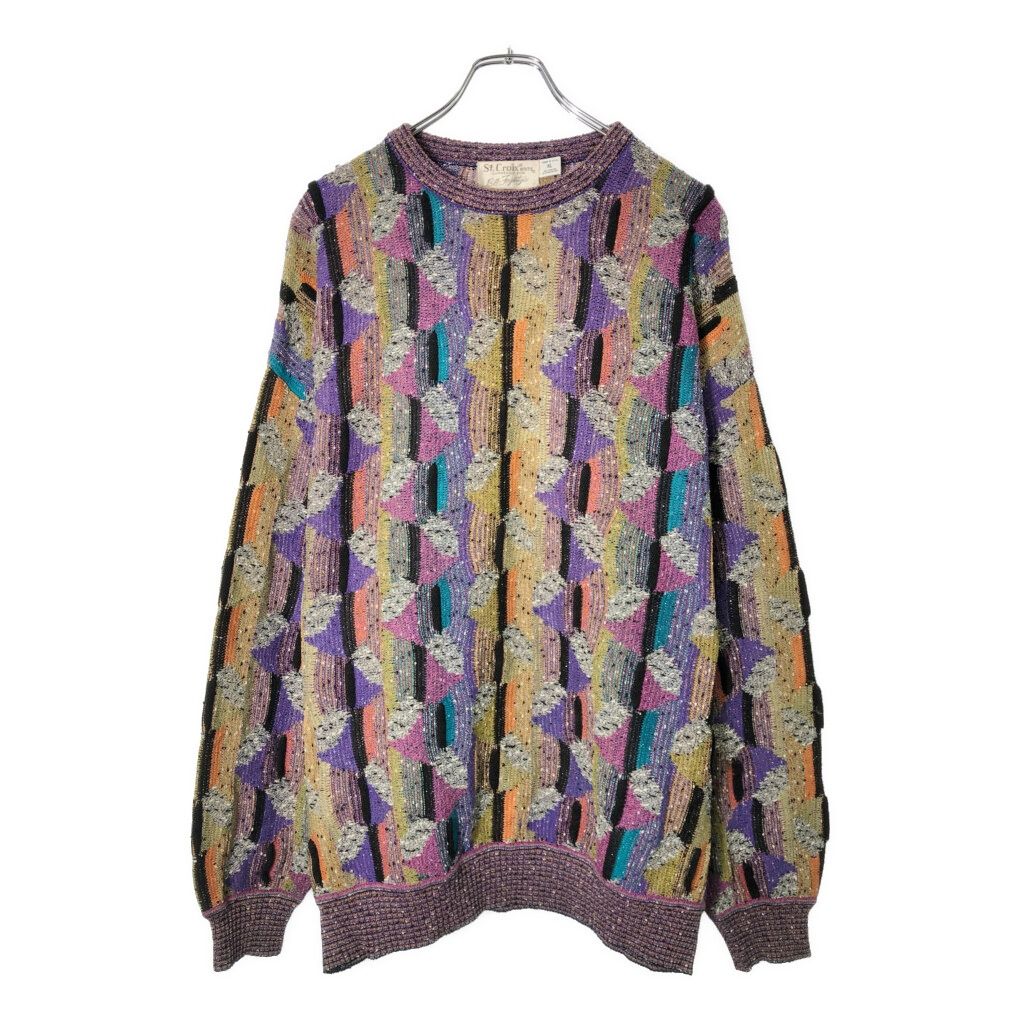 90年代 USA製 St.Croix 3Dニットセーター マルチカラー(メンズ XL)中古