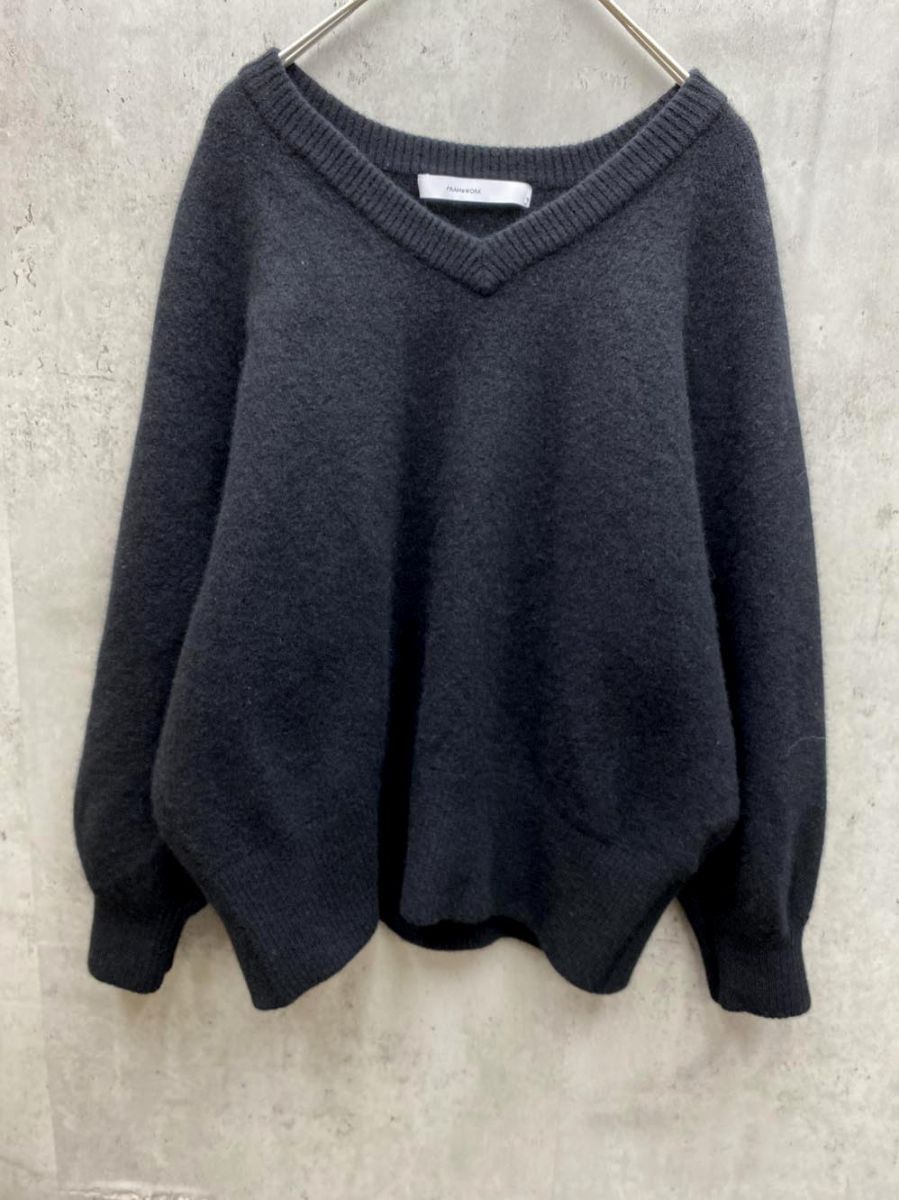 FRAME WORK フレームワーク Vネック カシミヤ混 ニット セーター 黒 レディース