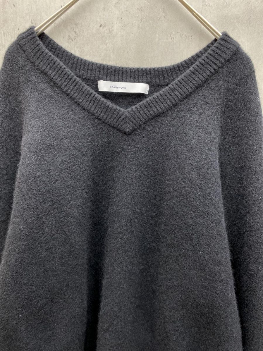 FRAME WORK フレームワーク Vネック カシミヤ混 ニット セーター 黒 レディース