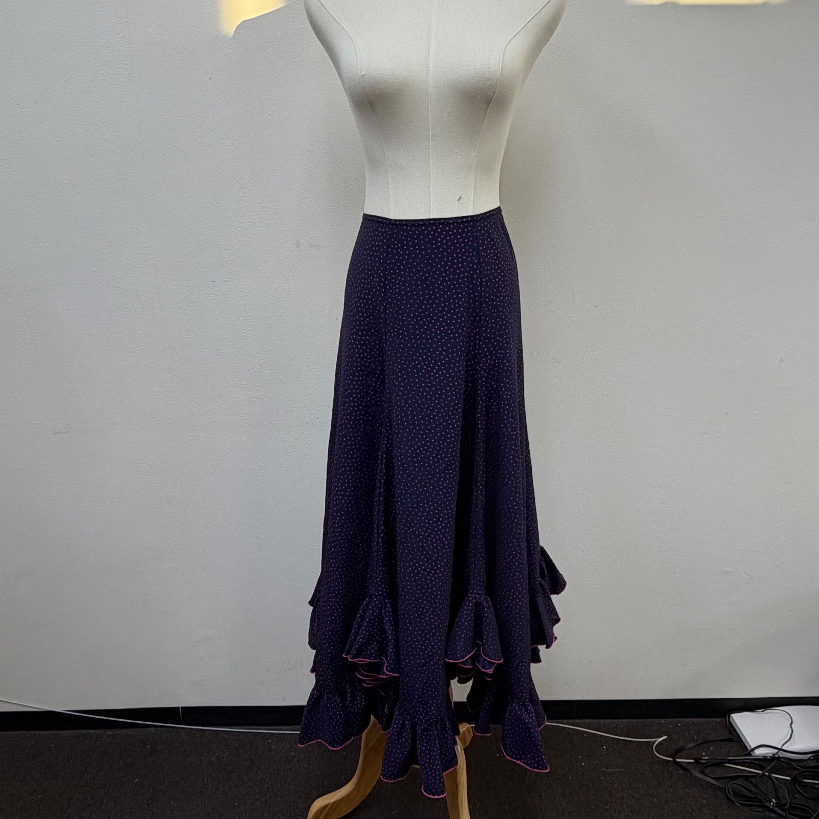 HERMPSA】 フラメンコ衣装 スカート ファルダ フリル ピンク ネイビー