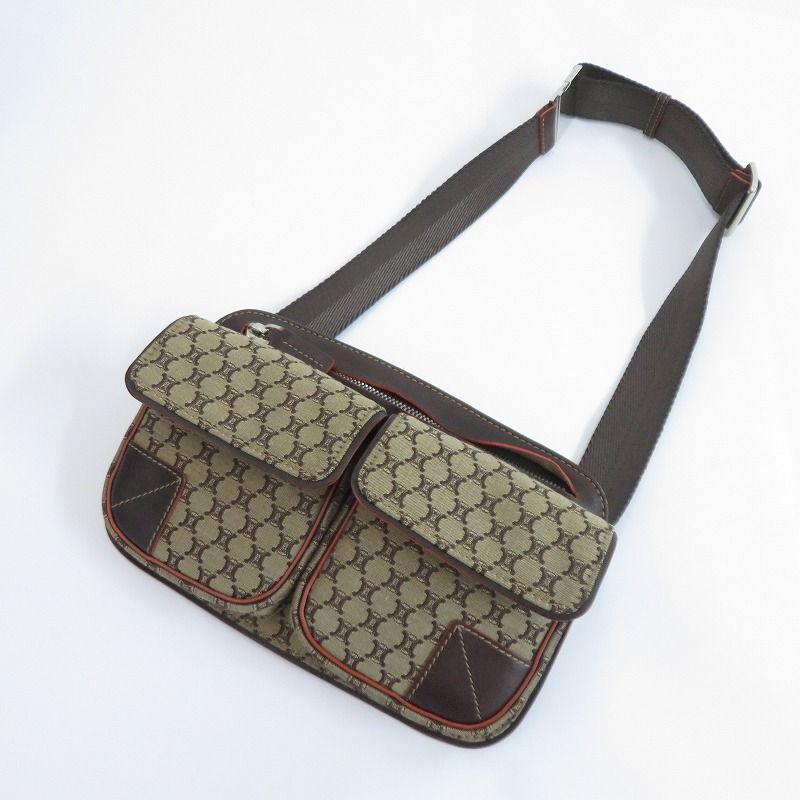 CELINE セリーヌ ボディバッグ マカダム柄 キャンバス ヴィンテージ ベージュ系 122