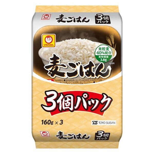 東洋水産 麦ごはん 3個パック (160g&times;3個)&times;8個入| 送料無料 パックごはん レトルトご飯 ごはん 麦ごはん