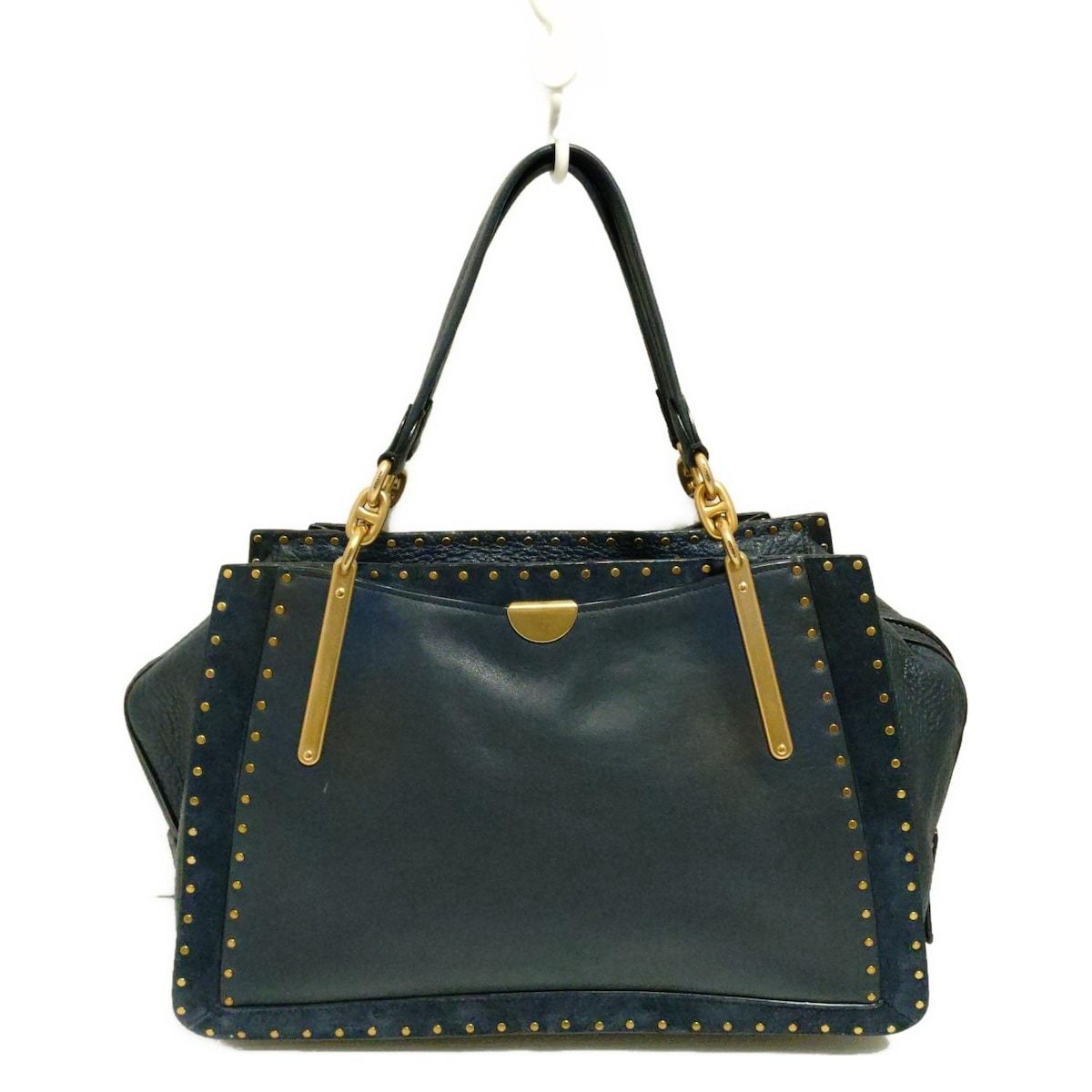 COACH(コーチ) ハンドバッグ - 31020 ネイビー×ゴールド スタッズ レザー