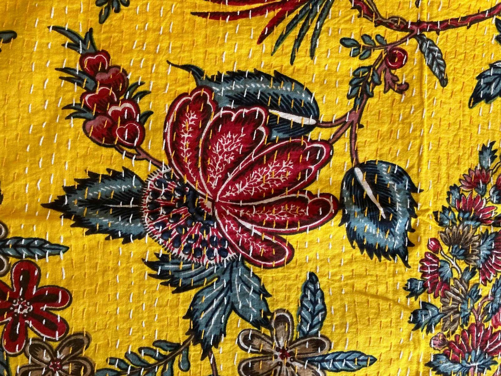 カンタキルト マルチカバー #89 Yellow Oriental Birds - メルカリ