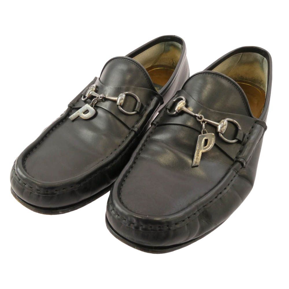 GUCCI グッチ PALACE グッチパレス Pチャーム ホースビットモカシン スリッポン シューズ ブラック系 10