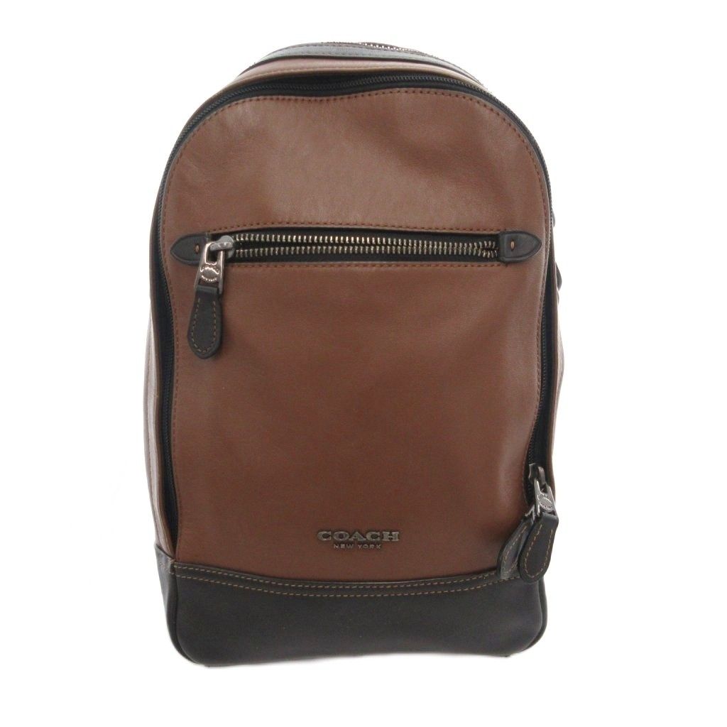 コーチ COACH グラハム ボディバッグ ショルダー ロゴ レザー 本革 茶 ブラウン 黒 ブラック F 37598 AE