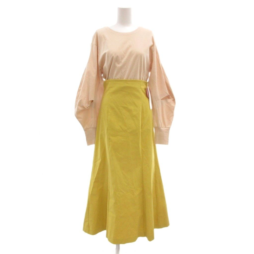 エミ emmi 22 SS カット ドッキング ワンピース 1 マキシ ロング 長袖 ベージュ 黄 イエロー AE