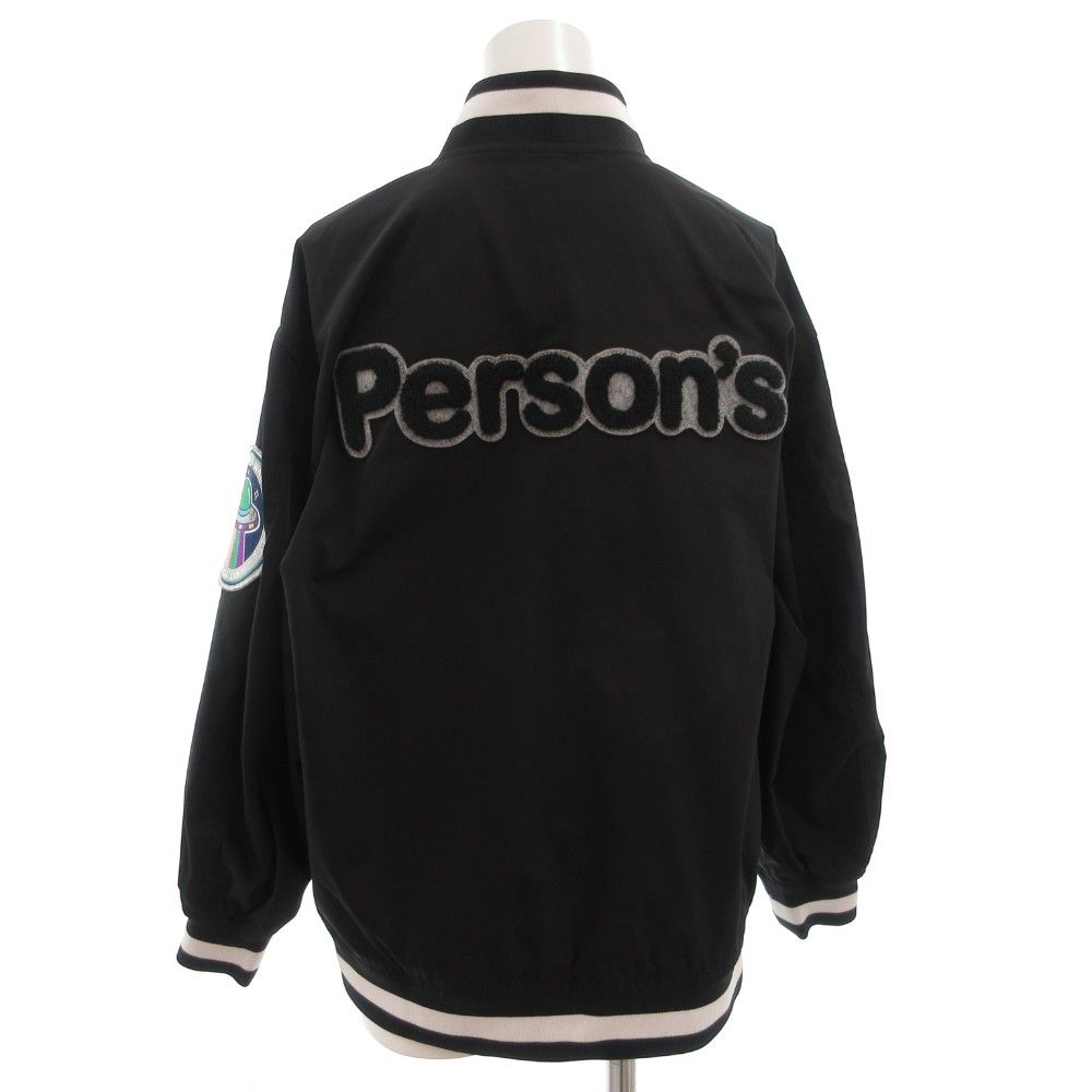 パーソンズ PERSON S スタジャン ジャケット ブルゾン 黒 ブラック 白 ホワイト ロゴワッペン GV