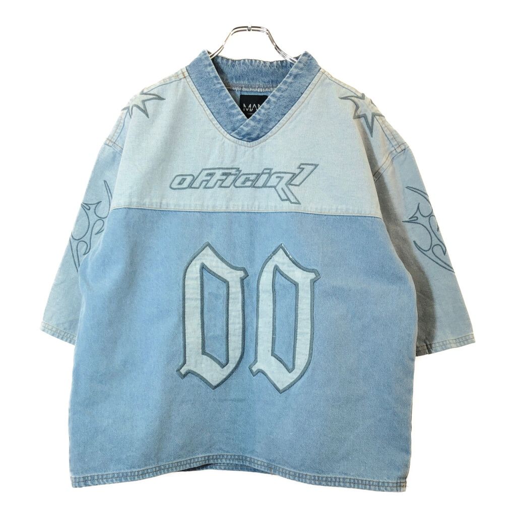 boohooMAN デニムプルオーバージャケット ライトブルー(メンズ L)中古 古着 V8513