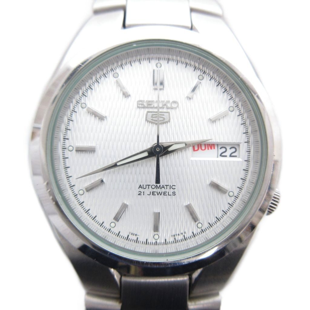 セイコー SEIKO 5 ファイブ 腕時計 自動巻き アナログ デイデイト ステンレス 銀色 シルバー UO
