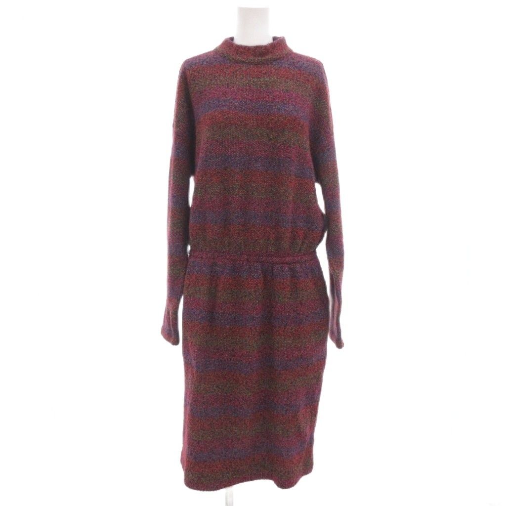 ミッソーニ MISSONI ニットワンピース ロング 長袖 12 パープル マルチ