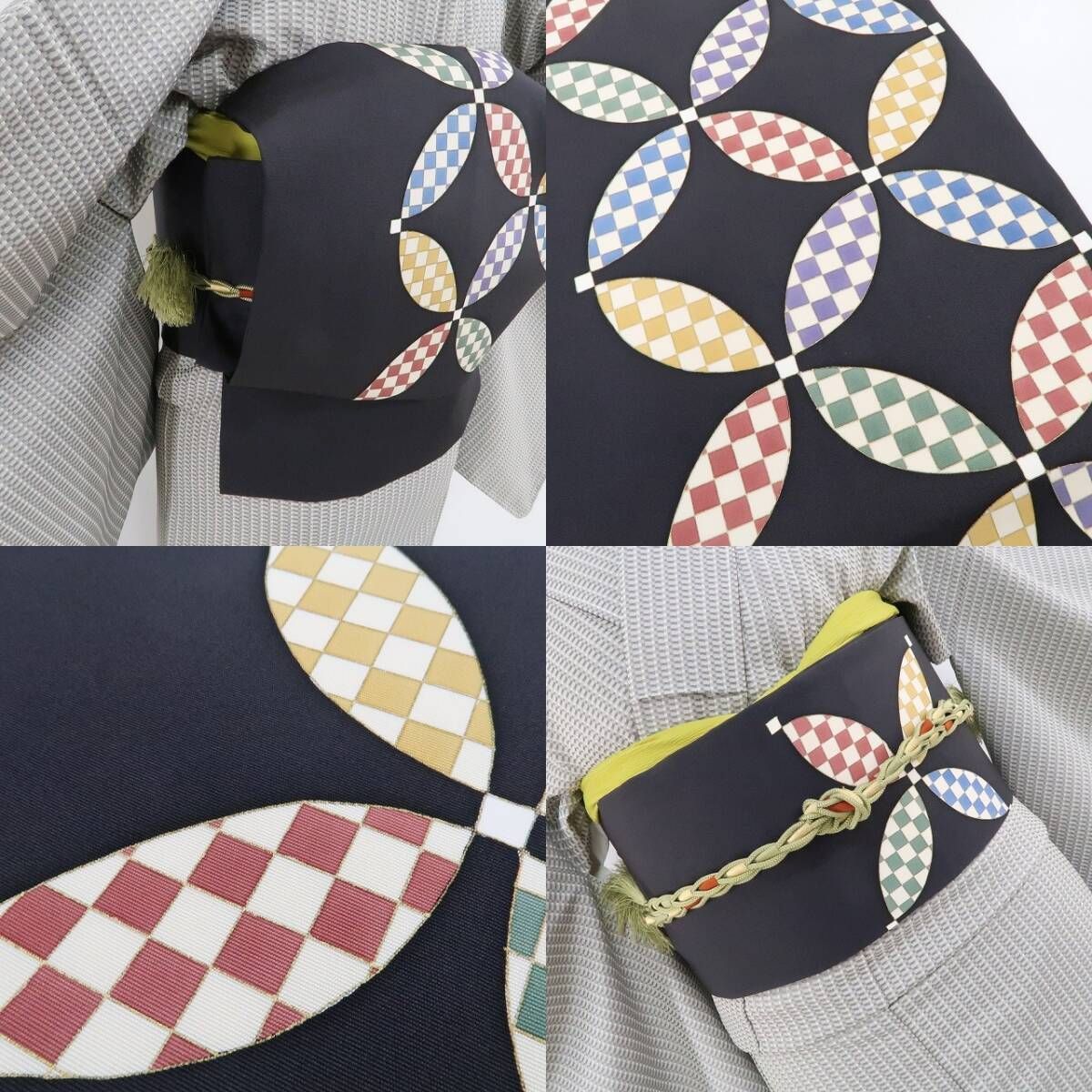  ❁tomihisa❁ 七宝 レトロ 着物 懐かしくも新しく 理想を求めて辿り着く華 正絹 なごや帯 4401 名古屋帯 帯