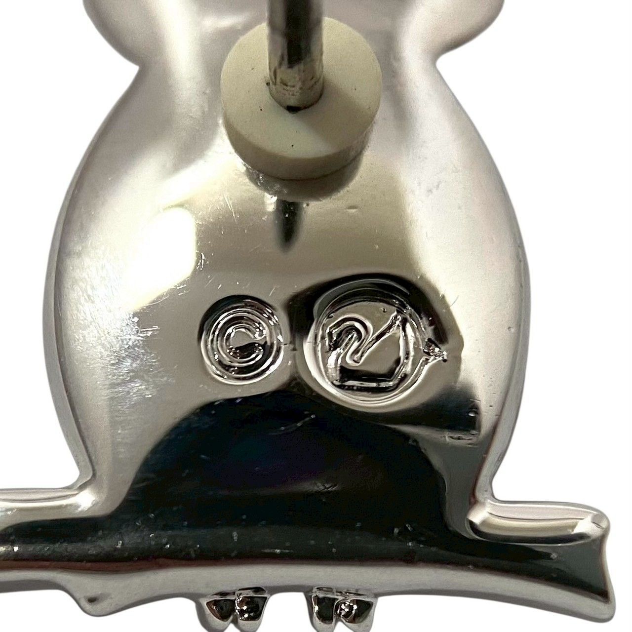 M【SWAROVSKI】フクロウ ピンバッジ クリスタル シルバーカラー ライン