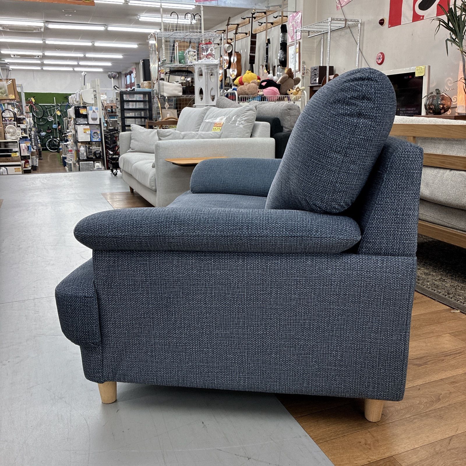  名古屋市近郊送料設置無料 S736 ファブリック2Pソファ ネービー 紺 幅158cm カウチソファ北欧 2人掛け 3人掛けソファ ソファ ソファベッド