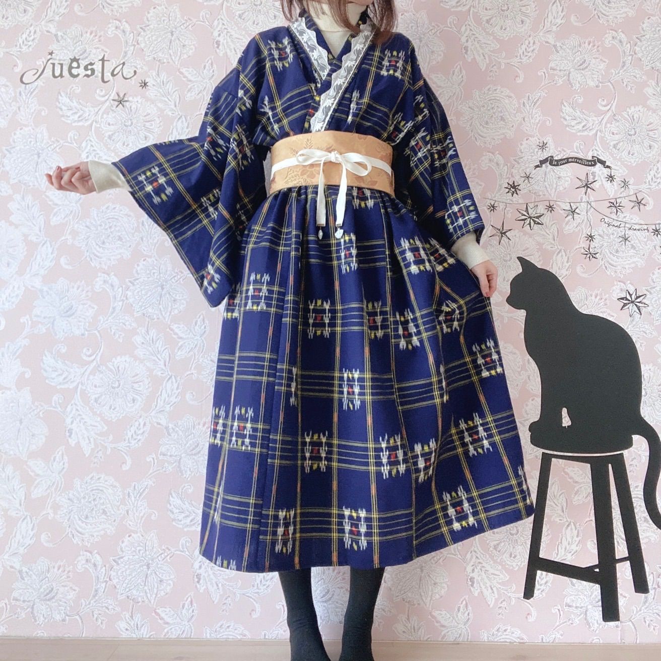 帯ベルトと帯飾りと羽織付き