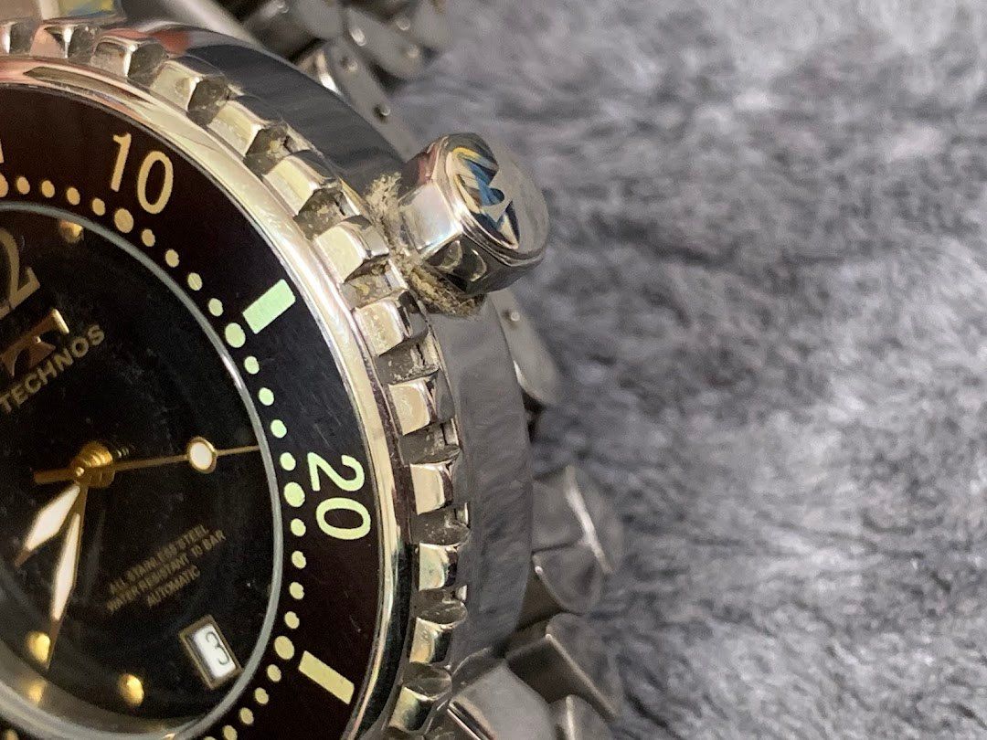 ☆ 【稼働品】 TECHNOS テクノス 自動巻き 腕時計 裏スケ デイト