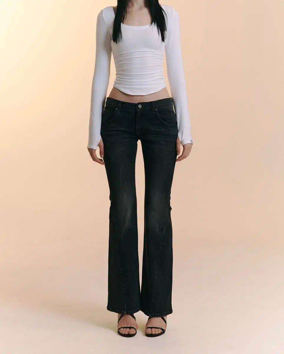 プリーズノーフォロー 25 ヴィンテージ ウォッシュ ブーツカットデニム 딥グレー