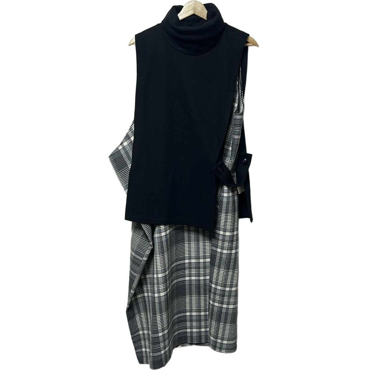 Y s ワイズ ワンピースセットアップ サイズ1 レディース YC D 06 801 黒 グレー マルチ チェック柄