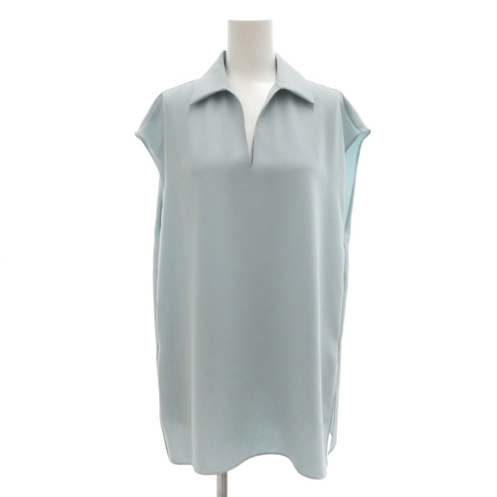 セオリーリュクス theory luxe 23 AW Marvine Jarine ウォッシャブル フレンチスリーブブラウス スキッパー 38 サックスブルー系 UO