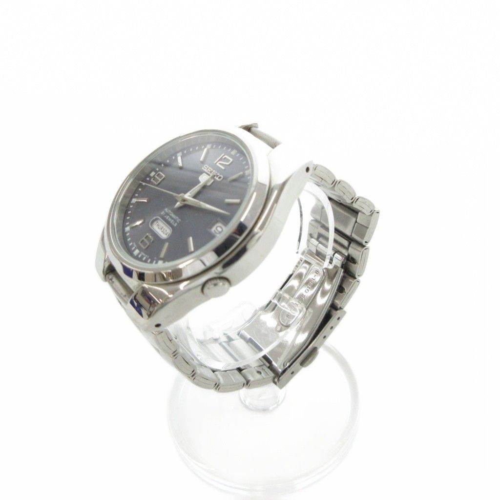  セイコー SEIKO ファイブ 腕時計 自動巻き アナログ カレンダー付き ステンレス 裏スケ 銀色 シルバー UO 時計 メンズ