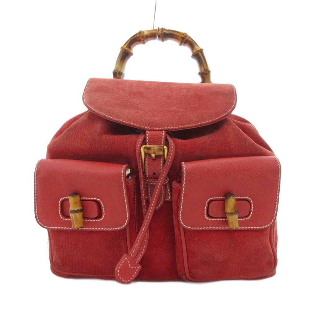 グッチ GUCCI バンブー ミニ バックパック リュックサック レザー 赤