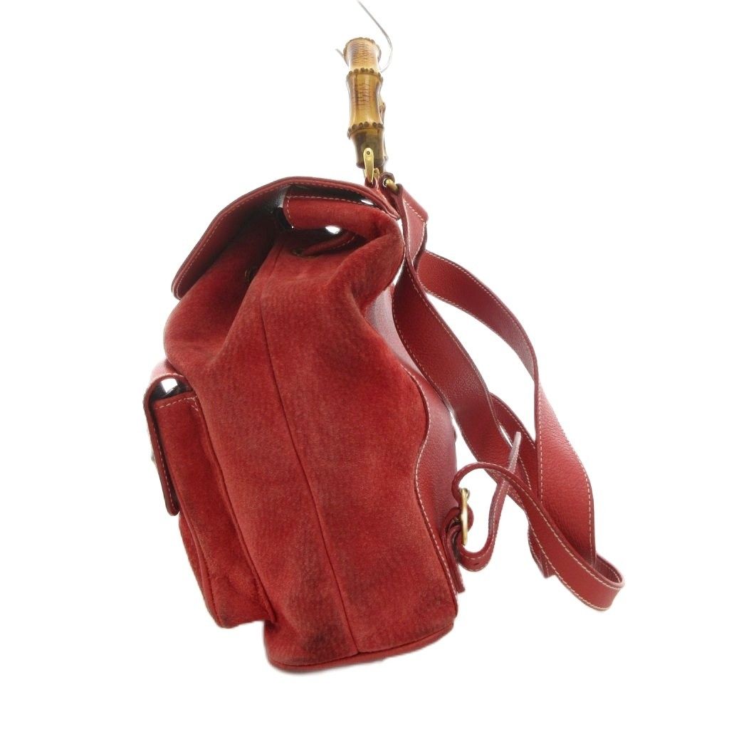 グッチ GUCCI バンブー ミニ バックパック リュックサック レザー 赤