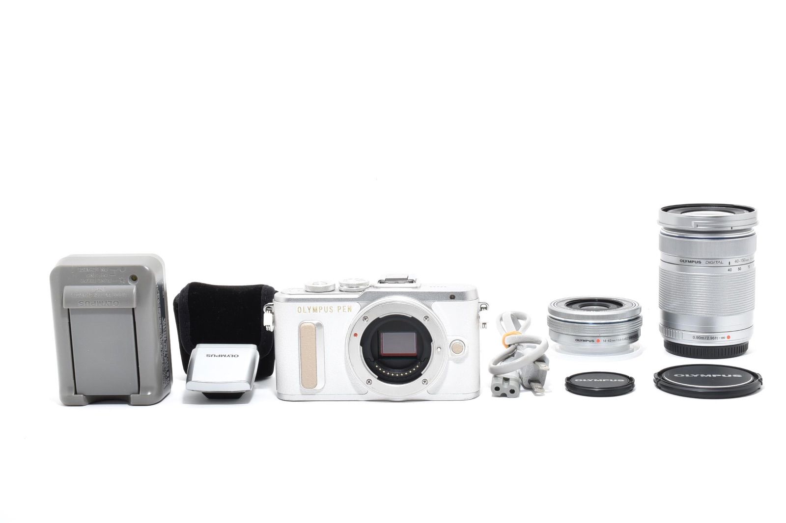 実用品 OLYMPUS オリンパス PEN E-PL 8 40-150 mm 14-42 EZ ダブルズームキット ミラーレス一眼カメラ ホワイト ＃3578