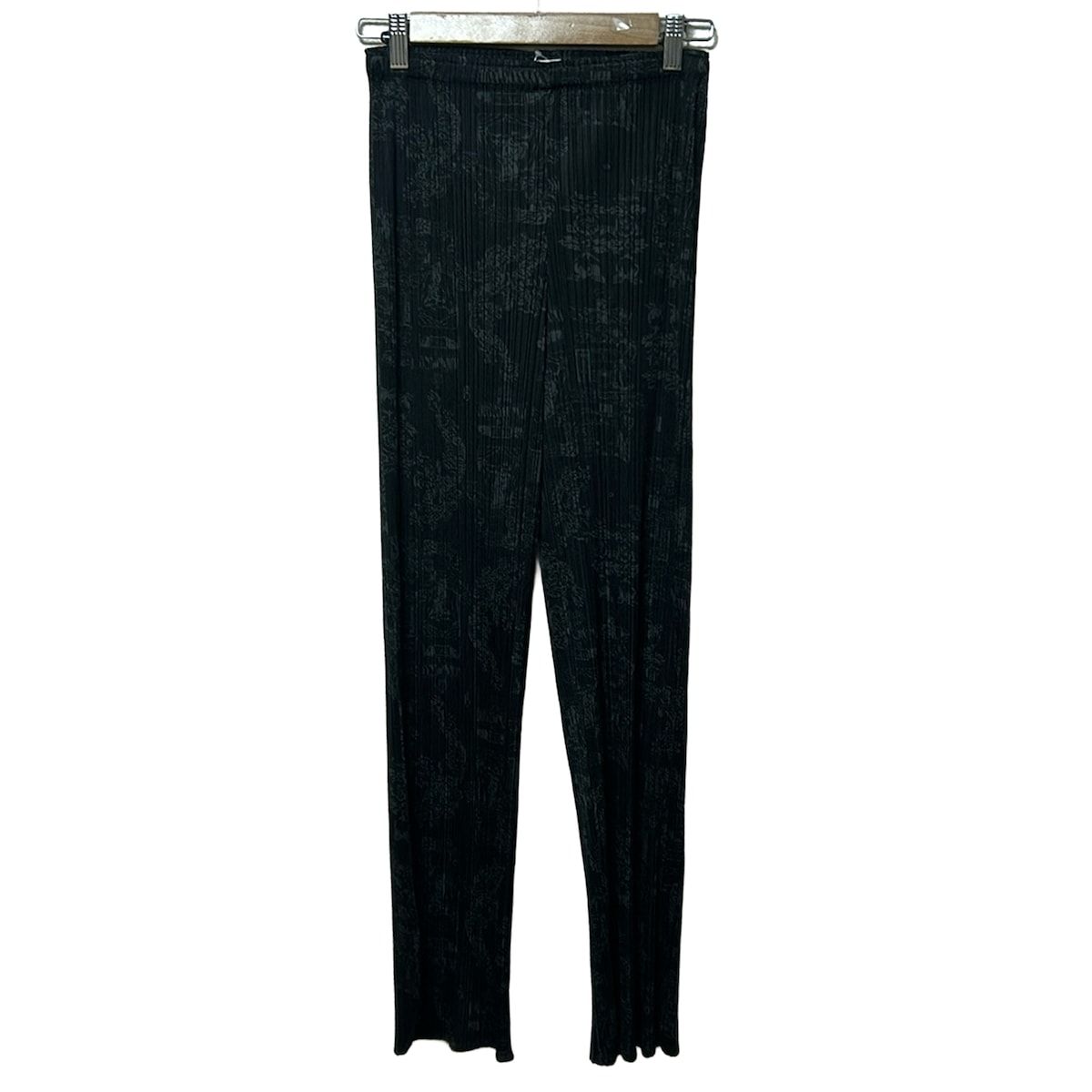 PLEATS PLEASE プリーツプリーズ パンツ サイズ3 L レディース 黒 グレー フルレングス ウエストゴム プリーツ