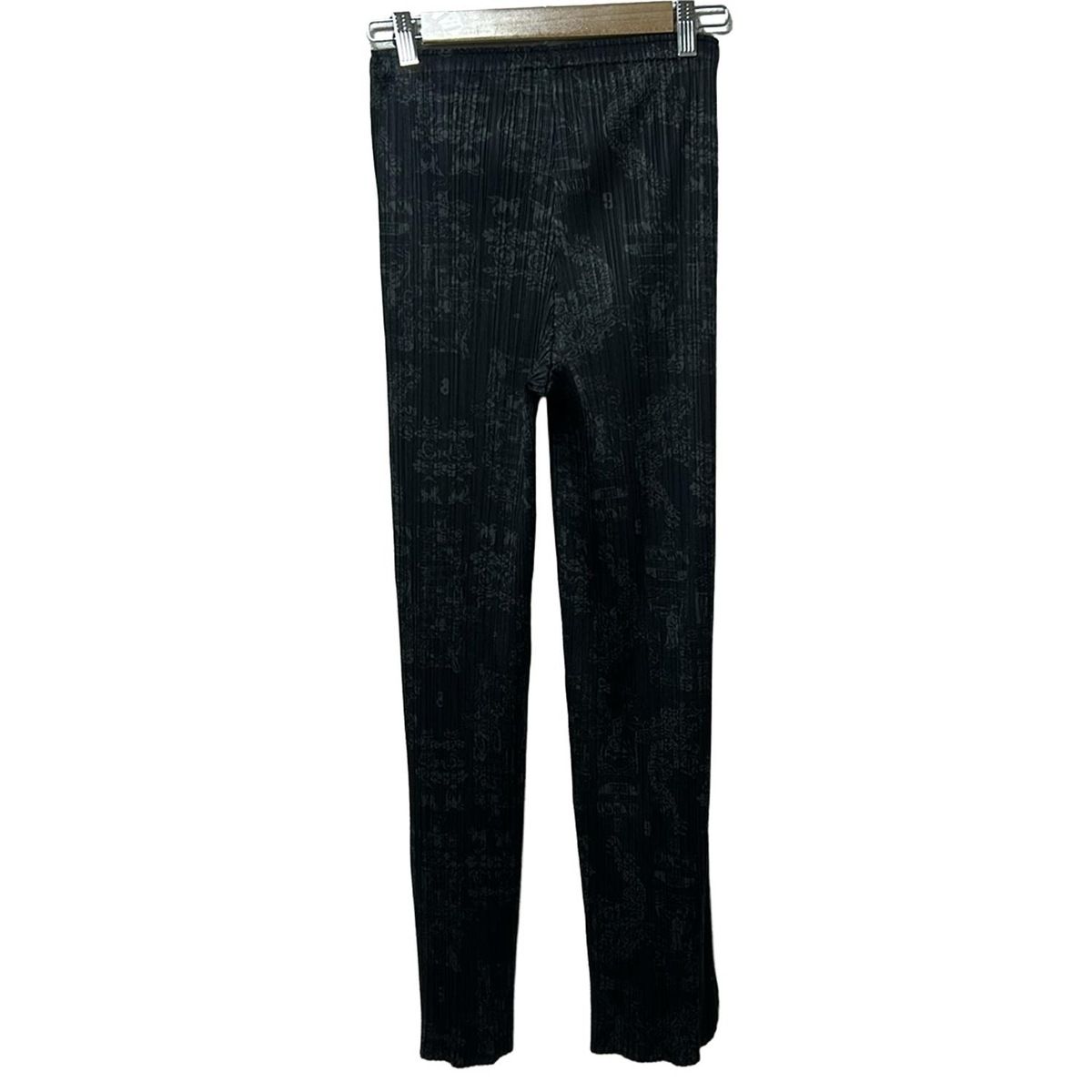 PLEATS PLEASE プリーツプリーズ パンツ サイズ3 L レディース - 黒×グレー フルレングス ウエストゴム プリーツ