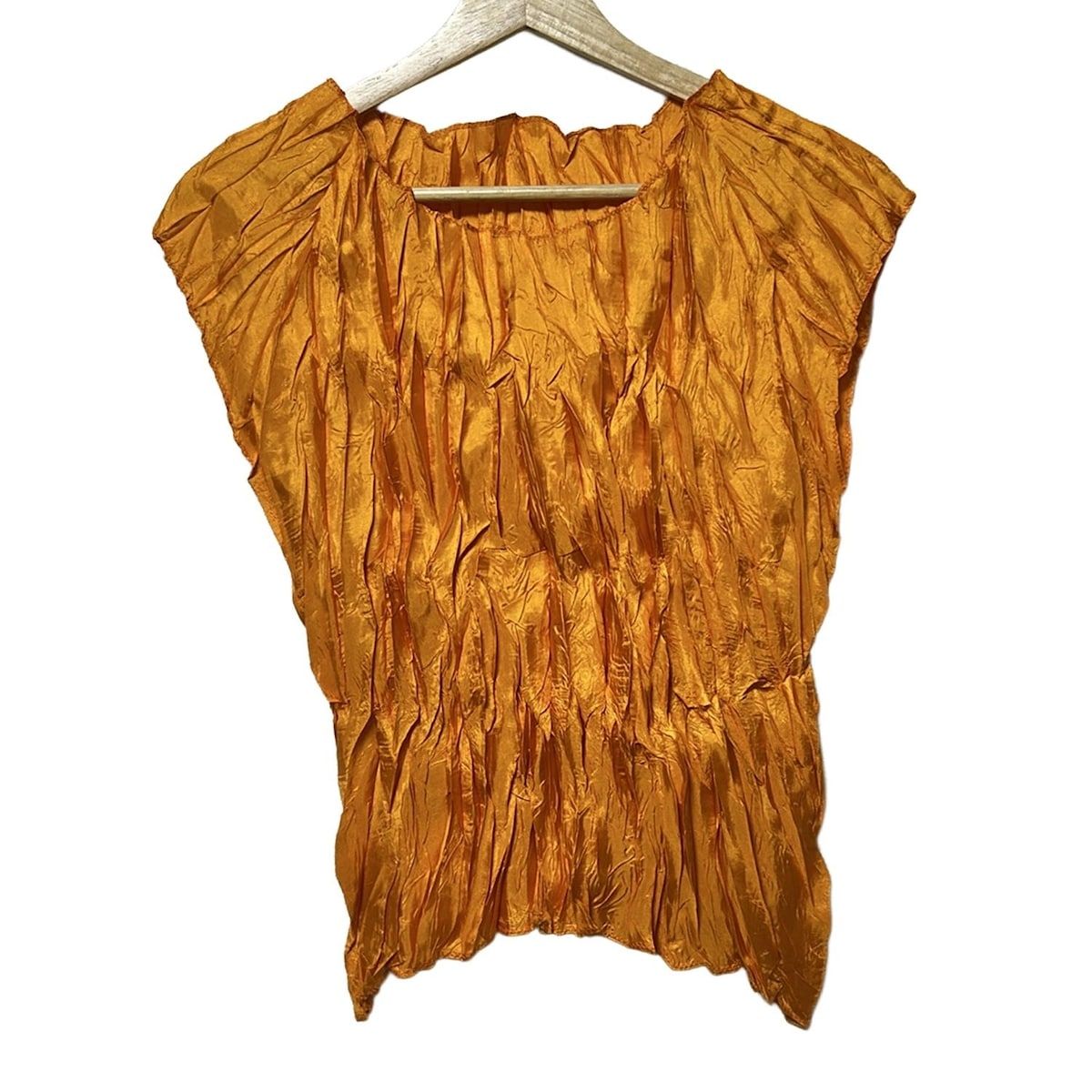 PLEATS PLEASE プリーツプリーズ 半袖カットソー サイズ3 L レディース - オレンジ シワ加工