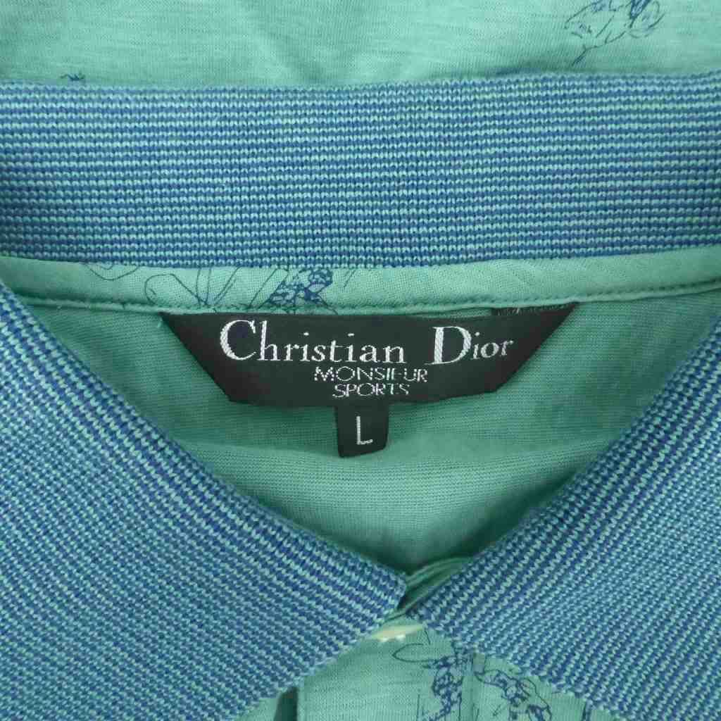 ★美品★ Christian Dior ロゴパターン 長袖シャツ グリーン ☆美品☆ Christian Dior ロゴパターン 長袖シャツ グリーン