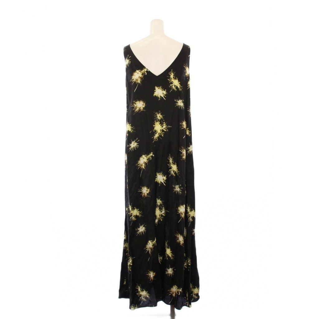  テルマ TELMA 22 SS PRINTED DRESS ノースリーブワンピース ロング マキシ プリント 36 黒 KH 長袖 七分袖 その他