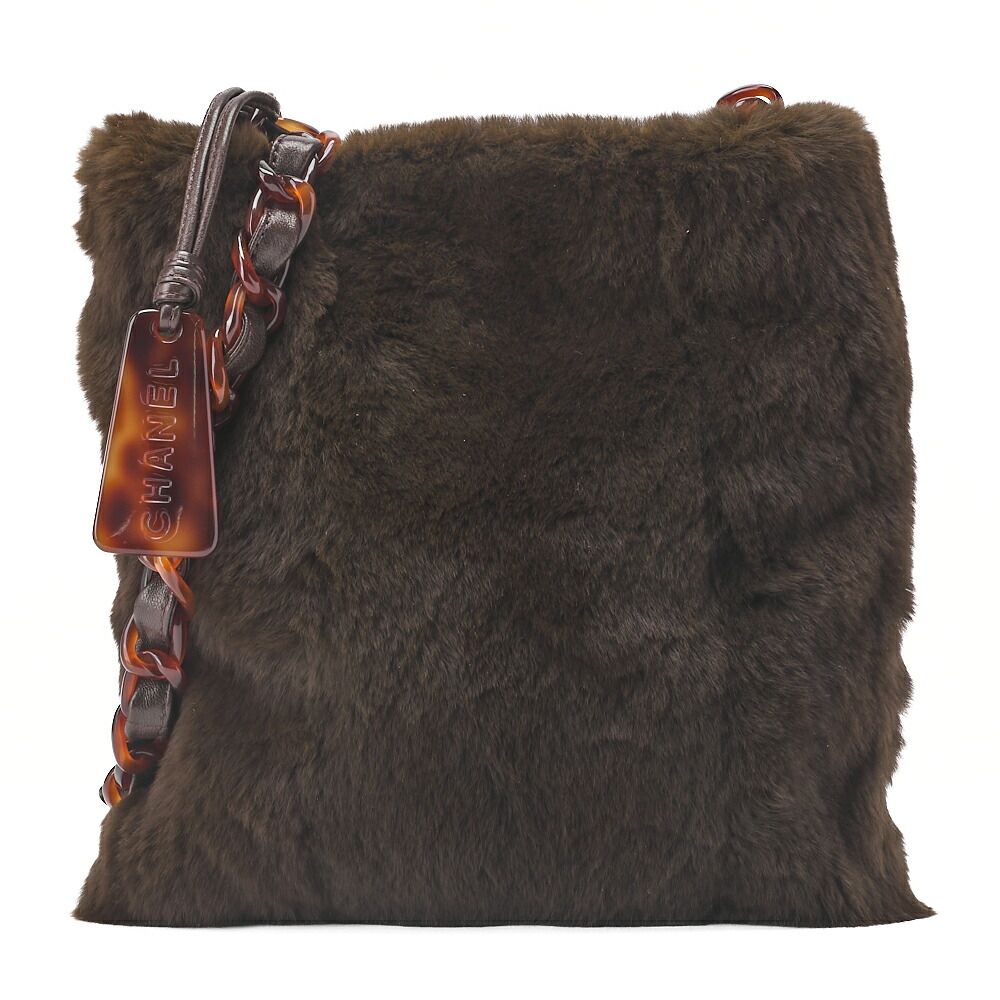CHANEL シャネル ショルダーバッグ ファー ロゴチャーム べっ甲 チェーンショルダーバッグ オリーブ 黒 金具 レディース