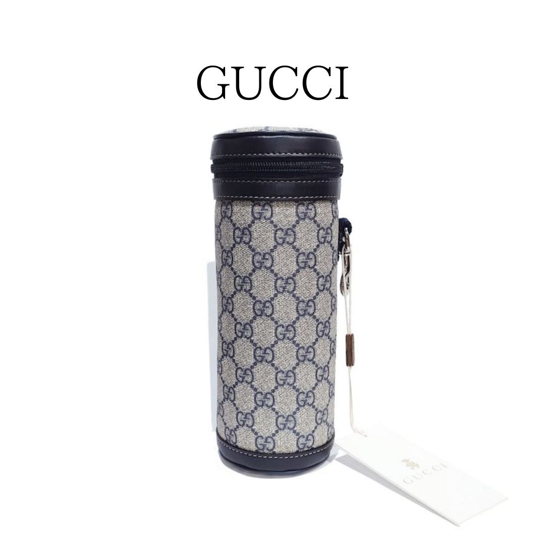 GUCCI グッチ ボトルカバー ボトルケース GGスプリームキャンバス レザー グレー ネイビー 271360
