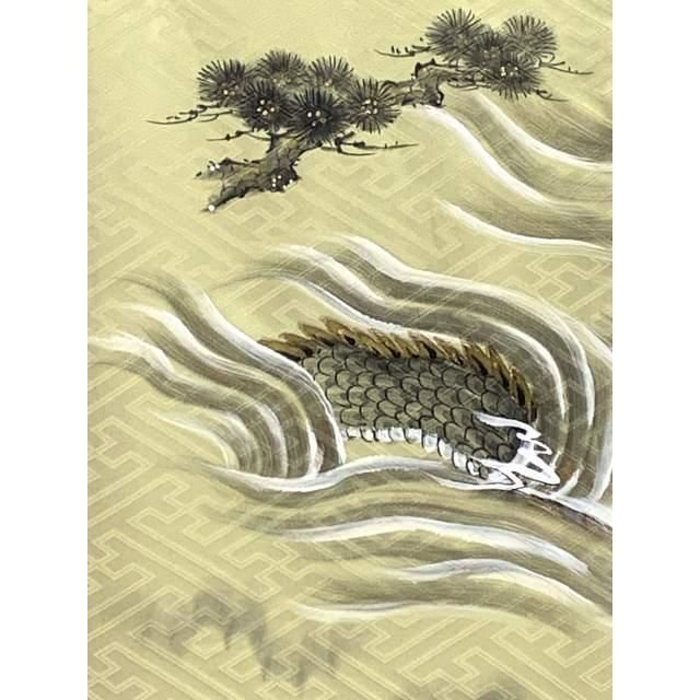  お宮参り 男の子 着物 正絹 素描風 赤ちゃんのお祝い着 初着 産着 淡黄色 龍虎 着物 産着 着物 セレモニードレス