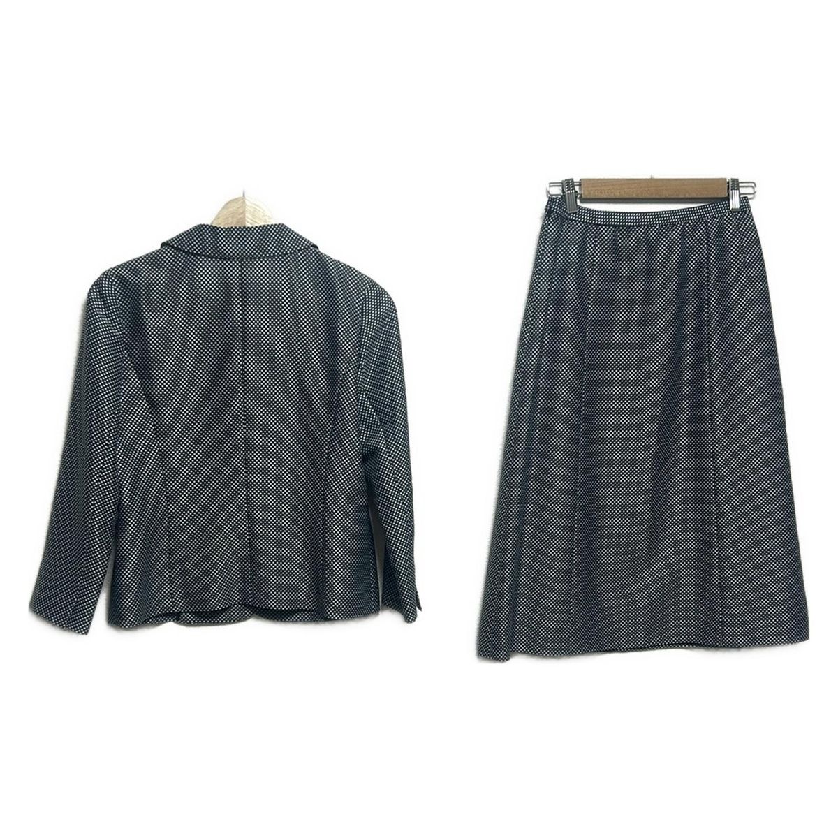 Leilian レリアン スカートスーツ レディース - ダークグレー×ライトグレー ドット柄