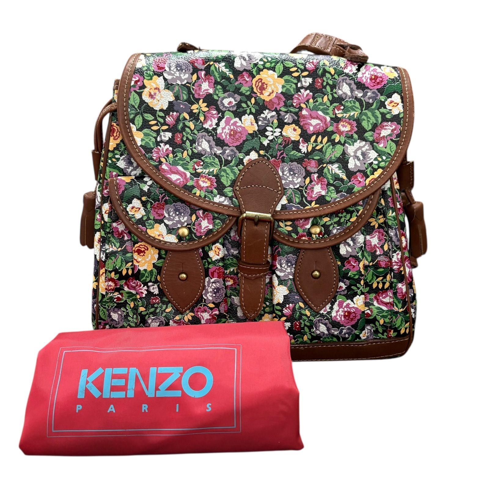 美品 ケンゾー KENZO リュック バックパック フラワー 巾着 花柄 総柄